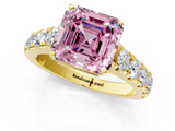 Yellow gold Fancy Pink Asscher  Cut Diamond Pavé Band Solitaire with Four-Prong Setting_4