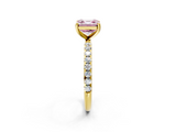 Yellow gold Fancy Pink Asscher  Cut Diamond Pavé Band Solitaire with Four-Prong Setting_5