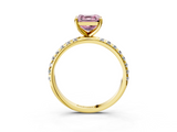Yellow gold Fancy Pink Asscher  Cut Diamond Pavé Band Solitaire with Four-Prong Setting_6