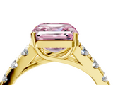 Yellow gold Fancy Pink Asscher  Cut Diamond Pavé Band Solitaire with Four-Prong Setting_7