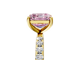 Yellow gold Fancy Pink Asscher  Cut Diamond Pavé Band Solitaire with Four-Prong Setting_8