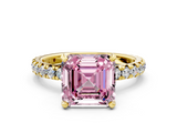 Yellow gold Fancy Pink Asscher  Cut Diamond Pavé Band with Four-Prong Setting_17