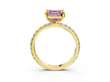 Yellow gold Fancy Pink Asscher  Cut Diamond Pavé Band with Four-Prong Setting_20