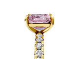 Yellow gold Fancy Pink Asscher  Cut Diamond Pavé Band with Four-Prong Setting_22