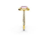 Yellow gold Fancy Pink Asscher Cut Diamond Pavé Halo Ring with Four-Prong Setting_37