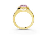 Yellow gold Fancy Pink Asscher Cut Diamond Pavé Halo Ring with Four-Prong Setting_38