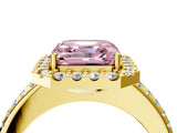 Yellow gold Fancy Pink Asscher Cut Diamond Pavé Halo Ring with Four-Prong Setting_39