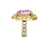 Yellow gold Fancy Pink Asscher Cut Diamond Pavé Halo Ring with Four-Prong Setting_40