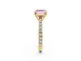 Yellow gold Fancy Pink Asscher Cut Diamond Pavé Solitaire Engagement Ring with Four-Prong Setting_34