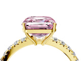 Yellow gold Fancy Pink Asscher Cut Diamond Pavé Solitaire Engagement Ring with Four-Prong Setting_36