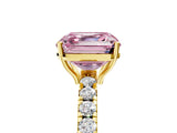 Yellow gold Fancy Pink Asscher Cut Diamond Pavé Solitaire Engagement Ring with Four-Prong Setting_37
