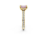 Yellow gold Fancy Pink Asscher Cut Diamond Pavé Solitaire Ring with Round Band and Prong Setting_26