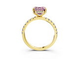 Yellow gold Fancy Pink Asscher Cut Diamond Pave Band Solitaire Ring with Four-Prong Setting_21