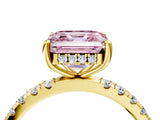 Yellow gold Fancy Pink Asscher Cut Diamond Pave Band Solitaire Ring with Four-Prong Setting_22