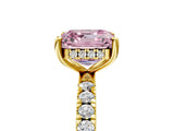 Yellow gold Fancy Pink Asscher Cut Diamond Pave Band Solitaire Ring with Four-Prong Setting_23