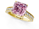 Yellow gold Fancy Pink Asscher  Cut Diamond Pave Band with Four-Prong Setting_17