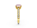 Yellow gold Fancy Pink Asscher  Cut Diamond Pave Band with Four-Prong Setting_18