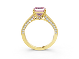 Yellow gold Fancy Pink Asscher  Cut Diamond Pave Band with Four-Prong Setting_19