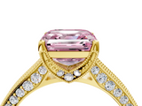 Yellow gold Fancy Pink Asscher  Cut Diamond Pave Band with Four-Prong Setting_20