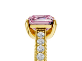 Yellow gold Fancy Pink Asscher  Cut Diamond Pave Band with Four-Prong Setting_21
