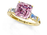Yellow gold Fancy Pink Asscher  Cut Diamond Ring with Baguette Side Stones, Channel Set Band, and Four-Prong Setting_25