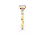 Yellow gold Fancy Pink Asscher  Cut Diamond Ring with Baguette Side Stones, Channel Set Band, and Four-Prong Setting_26