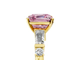 Yellow gold Fancy Pink Asscher  Cut Diamond Ring with Baguette Side Stones, Channel Set Band, and Four-Prong Setting_29