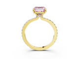 Yellow gold Fancy Pink Asscher  Cut Diamond Ring with Pavé Band and Four-Prong Setting_20