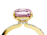 Yellow gold Fancy Pink Asscher  Cut Diamond Ring with Pavé Band and Four-Prong Setting_21