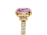 Yellow gold Fancy Pink Asscher  Cut Diamond Ring with Pavé Band and Four-Prong Setting_22