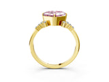 Yellow gold Fancy Pink Asscher Cut Diamond Ring with Side Stones and Four-Prong Setting_61