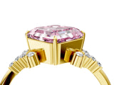 Yellow gold Fancy Pink Asscher Cut Diamond Ring with Side Stones and Four-Prong Setting_62