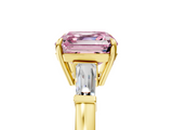 Yellow gold Fancy Pink Asscher  Cut Diamond Ring with Tapered Baguette Side Stones in Four-Prong Setting_10