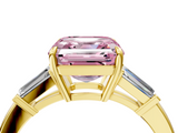 Yellow gold Fancy Pink Asscher  Cut Diamond Ring with Tapered Baguette Side Stones in Four-Prong Setting_9