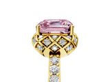Yellow gold Fancy Pink Asscher Cut Diamond Scalloped Halo Engagement Ring with Round Shared Prong Band_29