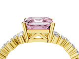 Yellow gold Fancy Pink Asscher Cut Diamond Scattered Round Accent Ring with Prong Setting_16