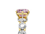 Yellow gold Fancy Pink Asscher Cut Diamond Side Stone Engagement Ring with Four-Prong Setting_29