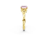 Yellow gold Fancy Pink Asscher Cut Diamond Solitaire Celtic Knot Ring with Four-Prong Setting_35