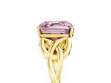 Yellow gold Fancy Pink Asscher Cut Diamond Solitaire Celtic Knot Ring with Four-Prong Setting_38