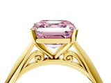 Yellow gold Fancy Pink Asscher Cut Diamond Solitaire Engagement Ring with Cathedral Setting and Four-Prong Mount_28