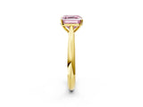 Yellow gold Fancy Pink Asscher Cut Diamond Solitaire Engagement Ring with Cathedral Setting and Four-Prong Mount_37
