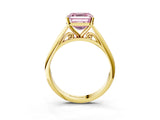 Yellow gold Fancy Pink Asscher Cut Diamond Solitaire Engagement Ring with Cathedral Setting and Four-Prong Mount_38