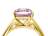 Yellow gold Fancy Pink Asscher Cut Diamond Solitaire Engagement Ring with Cathedral Setting and Four-Prong Mount_39