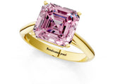 Yellow gold Fancy Pink Asscher Cut Diamond Solitaire Engagement Ring with Cathedral Setting and Four-Prong Mount_73