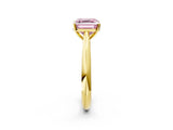 Yellow gold Fancy Pink Asscher Cut Diamond Solitaire Engagement Ring with Cathedral Setting and Four-Prong Mount_74