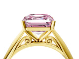 Yellow gold Fancy Pink Asscher Cut Diamond Solitaire Engagement Ring with Cathedral Setting and Four-Prong Mount_76