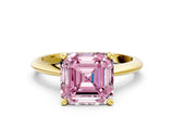 Yellow gold Fancy Pink Asscher Cut Diamond Solitaire Engagement Ring with Classic Band and Four-Prong Setting_24