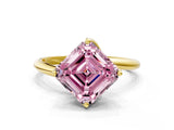 Yellow gold Fancy Pink Asscher Cut Diamond Solitaire Engagement Ring with Four-Prong Setting and Classic Band_55
