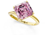 Yellow gold Fancy Pink Asscher Cut Diamond Solitaire Engagement Ring with Four-Prong Setting and Classic Band_56