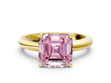 Yellow gold Fancy Pink Asscher Cut Diamond Solitaire Engagement Ring with Round Band and Four-Prong Setting_88